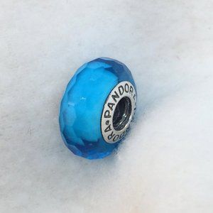 NWOT Pandora Fascinating Aqua Glass Murano Bead